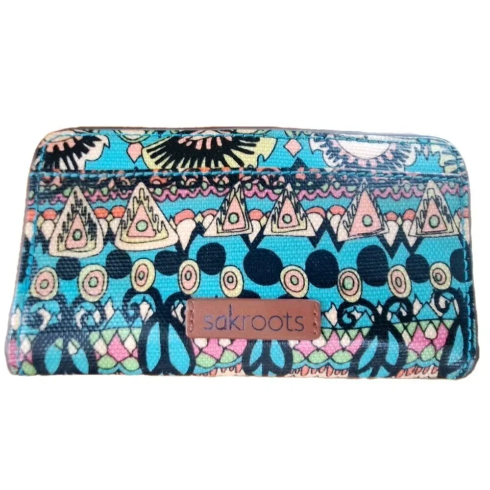 Sakroots Multicolor Bi-Fold Wallet Elephant Card/ID Holders